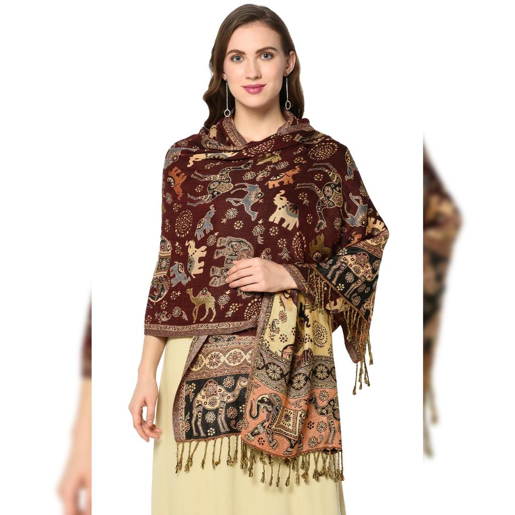 Womens Oversize 100% Cashmere Indian Wool Blanket Shawl Wrap Black Paisley Scarf