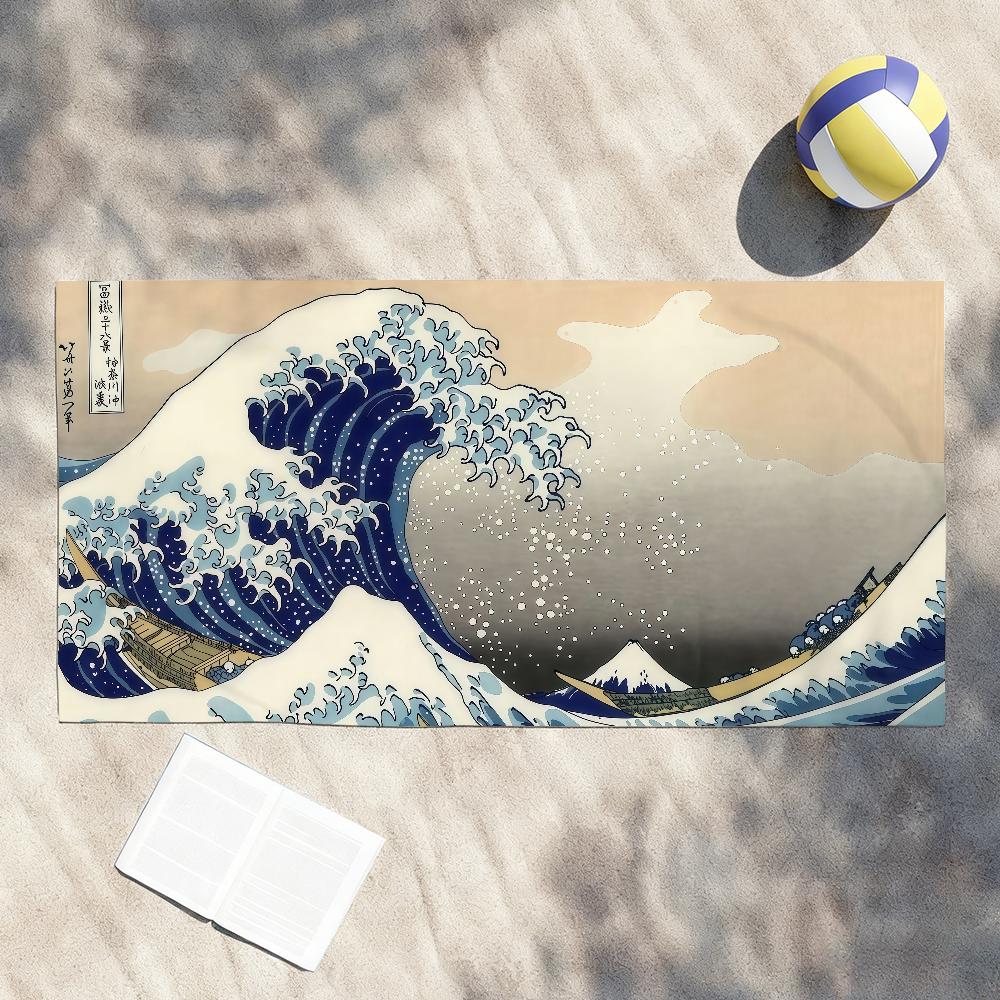 Print The Great Wave Off Kanagawa Towel Drying Bath Towel Applicable To Light Swimming Camping Yoga Beach Out