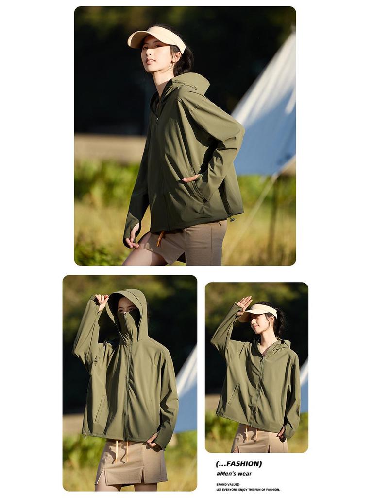 Unisex UV-Protection Hooded Ice Silk Summer Suit with Detachable Features