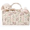 Floral Beige Baby Diaper Organizer Large Capacity Nursery Storage Basket  Baby Shower Gift