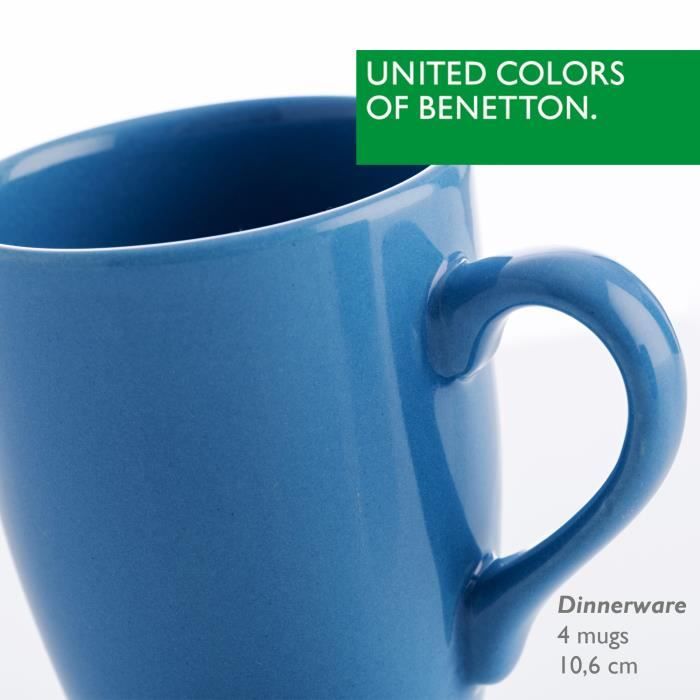 United COLORS OF BENETTON - BE061 Sada 4 šálků 11 cm 360 ml Modrá fajáns Casa Benetton, Kamenina