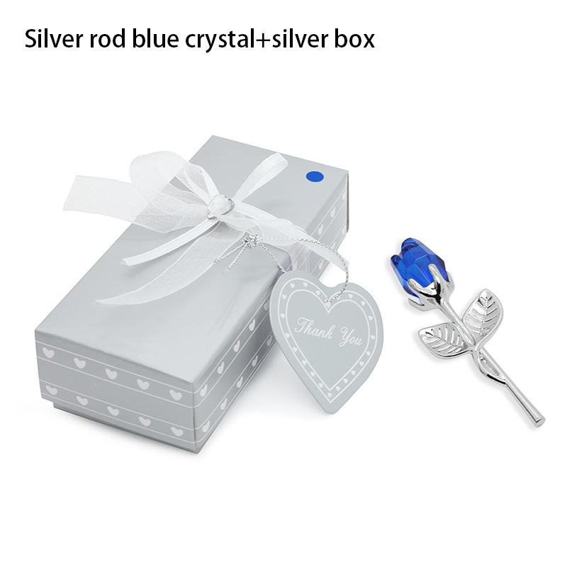 Crystal Rose Artificial Flower Gold And Silver Handicraft Wedding Decoration Valentine's Day Couple Girlfriend Gift With Box