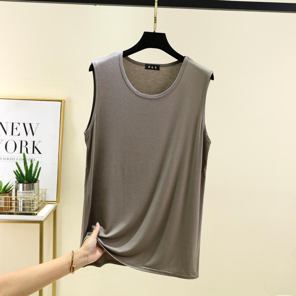 Modal loose vest men's summer new solid color casual and comfortable round neck seamless bottoming top