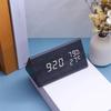Triangular Wooden LED Alarm Clock Humidity and Temperature Display Adjustable Brightness Digital Alarm Clock Voice-activated