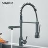 Pull Down Spring Kitchen Faucet Single Lever Hot Cold Mixer Water For Kitchen Sink Dual Spout Nozzle Faucets Crane
