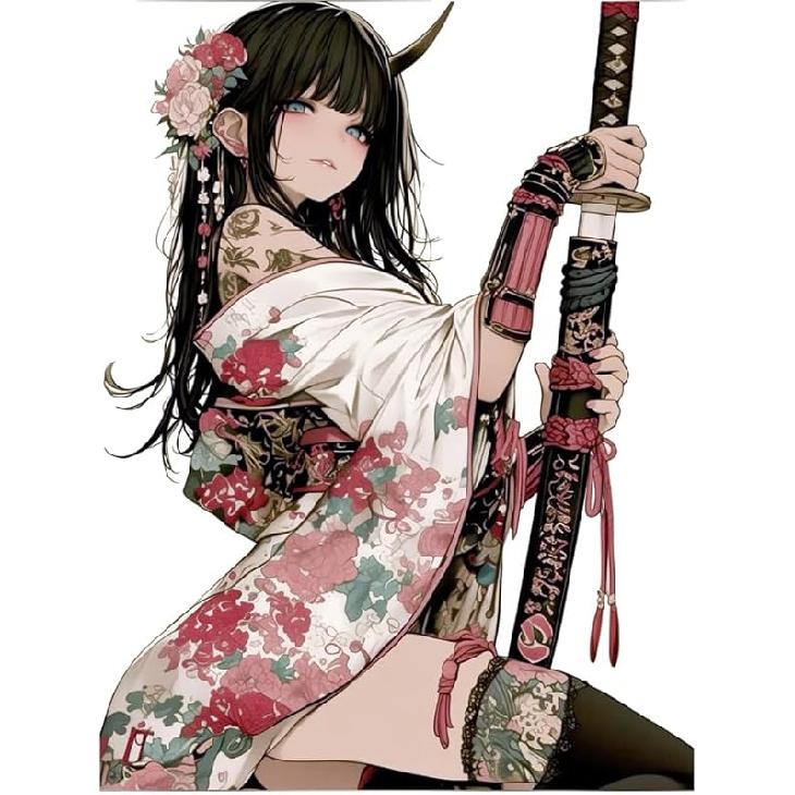 5.1" Anime Samurai Girl Sticker Decal for Windshield Bumper Car Body Waterproof Decoration