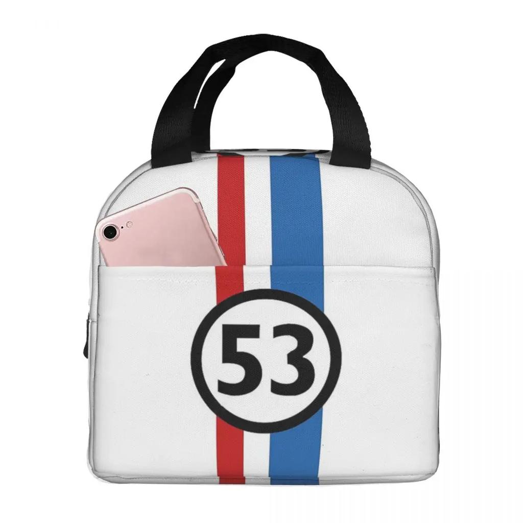 Herbie, Number 53 Lunch Bags Insulated Bento Box Portable Lunch Tote Resuable Picnic Bags Cooler Thermal Bag for Woman Girl