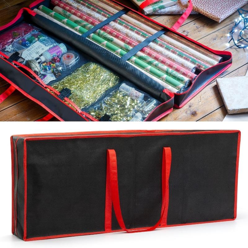 1pc Large Capacity Christmas Wrapping Paper Storage Bag - Gift Wrap Organizer for Bows, Ribbons & Rolls, Under-Bed Craft Drawer