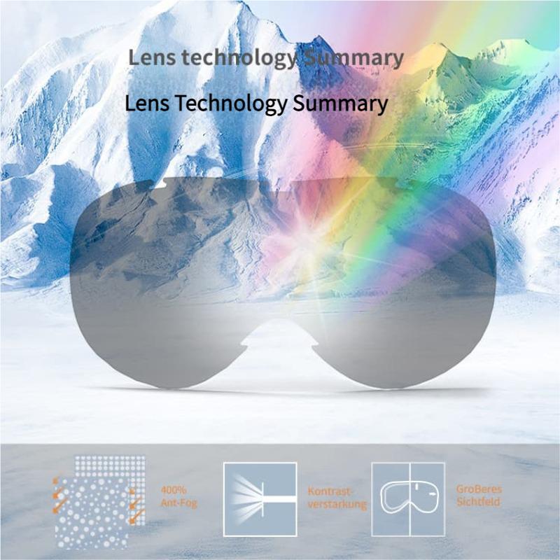 Doppellinsen Anti-Beschlag Skibrille Weites Sichtfeld Snowboardbrille für Erwachsene mit OTG-Kompatibilität Winddichter Schutz