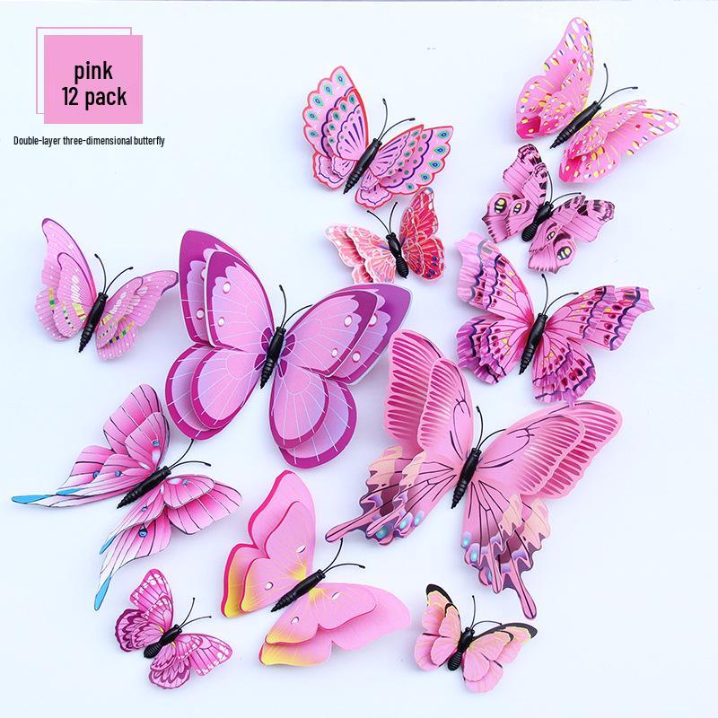 3D Colorful Double-Layer Butterfly Wall Sticker - Self-Adhesive Home Decor
