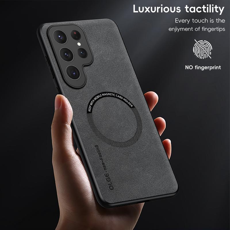 Retro Leather Soft Case for Samsung Galaxy S25 Edge S24 S23 S22 S21 S20 Ultra Plus FE Magnetic Wireless Charging Back Cover