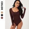 Damen Langarm Nahtloser Bauchkontroll Formgebender Bodysuit Hüfthebend Taillenformende Shapewear