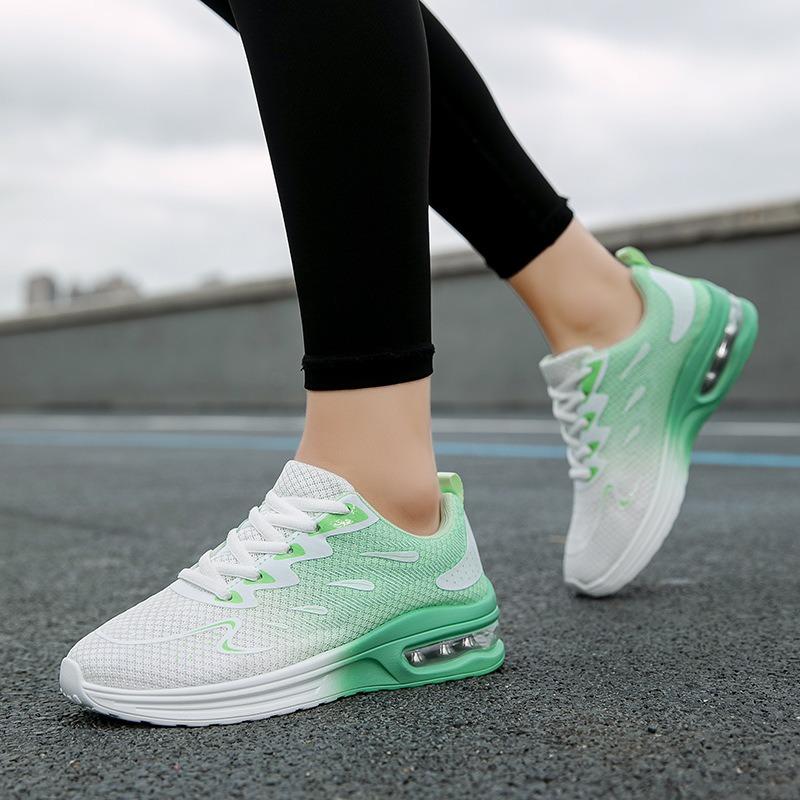 

Women s Gradient Air Cushion Sneakers - Breathable Mesh Athletic Running Shoes with Shock-Absorbing Sole 44 зелений