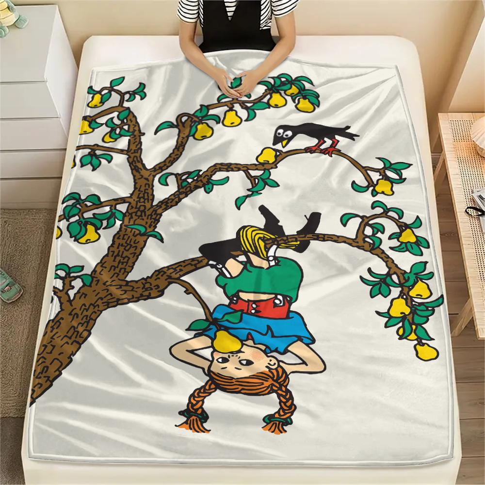 

1PC Pippi Longstocking Print Flannel Blanket, High quality All Seasons, Home Decor, Warmth and Comfort, Perfect for Christmas Gifts 130cm x 150cm