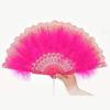 Lolita Feather Folding Fan Japanese Sweet Fairy Girl Dark Gothic Court Dance Hand Fan with Pendant Gift Wedding Party Decoration