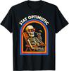 Stay Optimistic Skeleton Relaxing Cocktail Graphic TShirt Casual Cotton Tee for Men Women