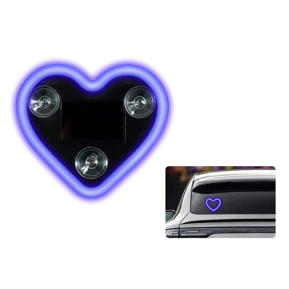 Car LED Ambient Light, Solar Powered Heart Shape Lights, LED Neon Light for Car Back Window Decoration, Night Driving, 5 Mode