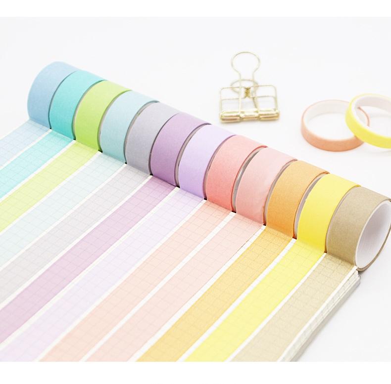 12 ks Jednoduchá Duhová Barva Sada Washi Pásek 15mm Základní Maskovací Páska Dekorační Samolepky pro Domácí Deník