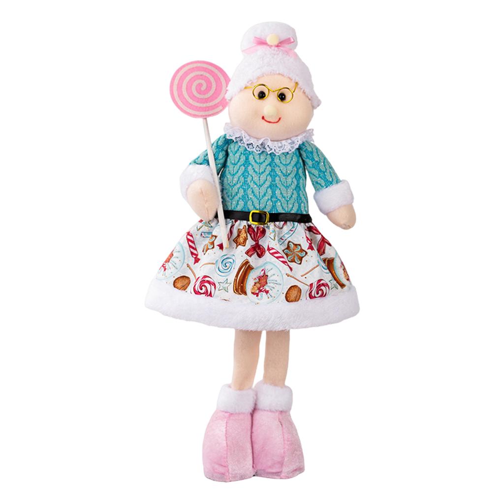 Einziehbare Weihnachts-Puppe mit einziehbaren Beinen Rosa Weihnachtsmann Schneemann Elch Stehpuppe für Heimdekoration und festliches Fenster