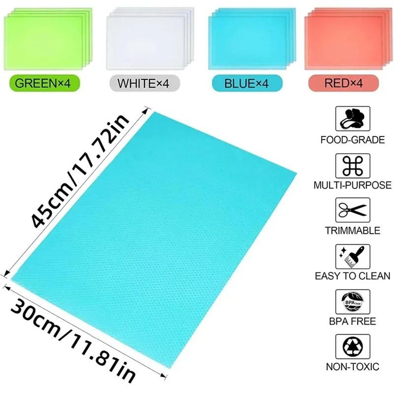 4PCS EVA Fridge & Cabinet Liner - Waterproof Oil-Proof Washable Mat with Thermal Insulation, Mildew-Resistant Kitchen Pad