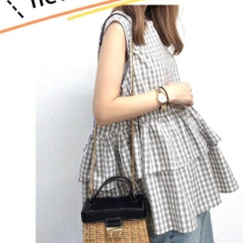 Japan Fashion Korean Style Summer New Round Neck White Girl Frill Loose Sleeveless Vest Shirts All-Match Doll Shirt