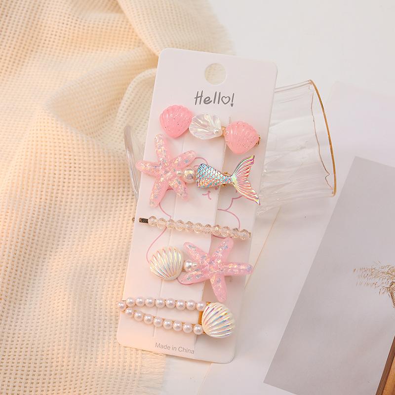 5 Pcs/Set Mermaid Starfish Shell Hairpins Girls Cute Hair Clips Hairgrips for Women Barrettes Hair Styling Tool Hair Accessories