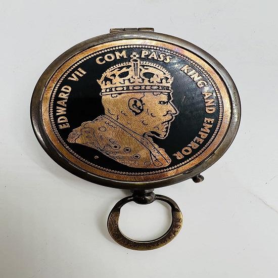 Brass Edward Pocket Compass King And Emperor For Sailor, Hiking, Camping Compass, Boat Compass, Gifts For Kids Children Teen Family