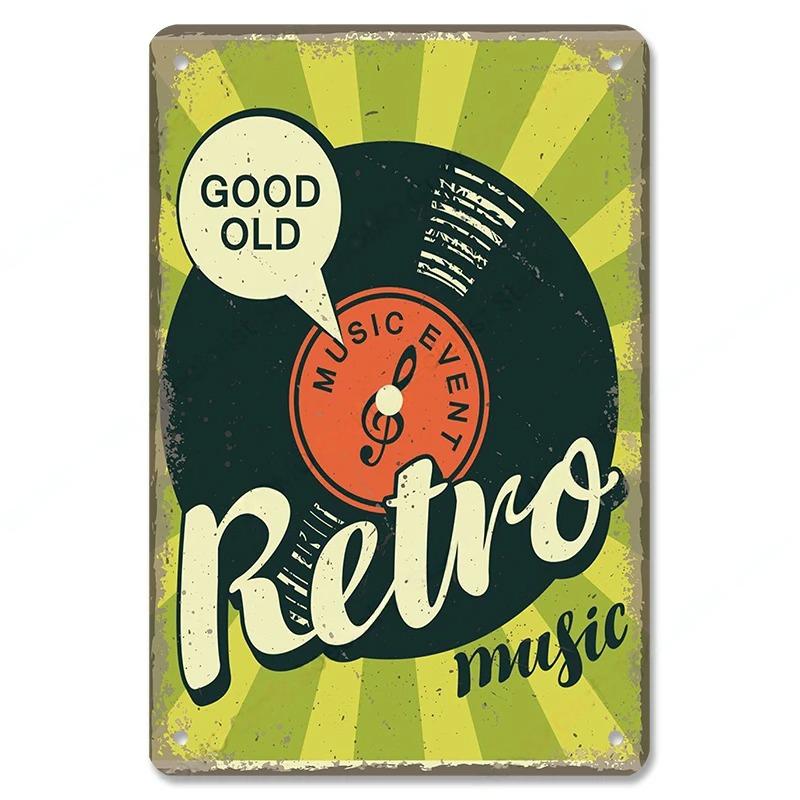 Vintage Music Posters Metal Tin Signs Retro Metal Plate Music CD Radio Guitar Singer Bar Club Wall Decor Living Room