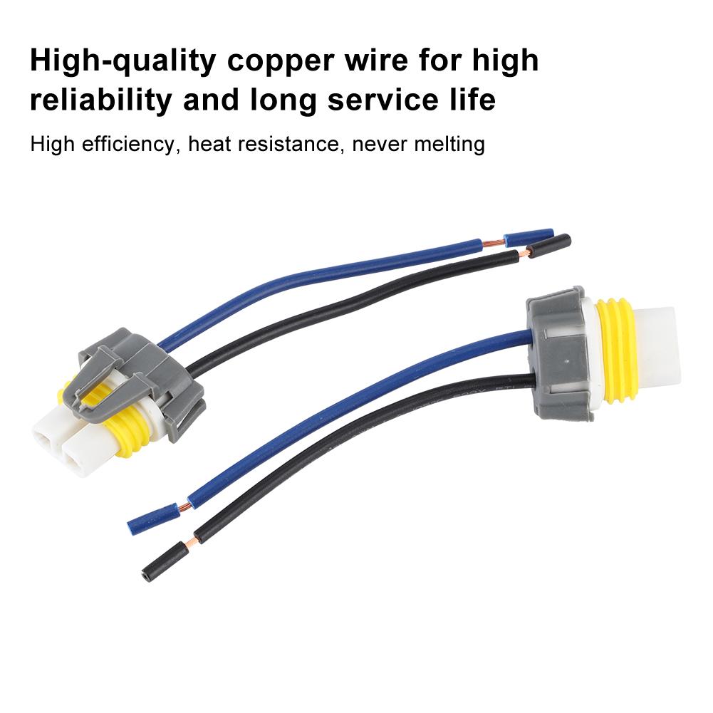 2Pcs H11 H8 Female Adapter Wiring Harness Socket Connector for Fog Light Headlamp
