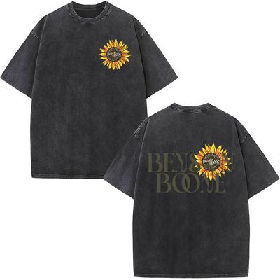 Benson Boone Sunflower T-Shirt Fireworks & Rollerblades Tour Vintage gewaschene T-Shirts Männer Frauen Baumwolle Kurzarm T-Shirt Geschenk