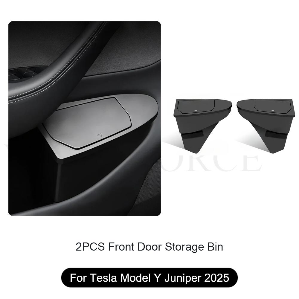 For Tesla Model Y Juniper Car Door Storage Box Multi Functional Front Door Storage Trash Can Waterproof Storage Box Accessories