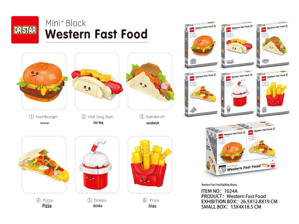 Doctor Star Children's Western Fast Food Assembly Playset - Small Building Blocks for School Gifts
