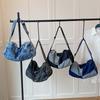 Damen-Umhängetasche mit Farbblock-Muster, Denim-Umhängetasche, große Kapazität, Unterarmtasche