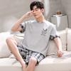 Cotton Sleepwear Loungewear Men's Big Size Long Sleeve Long Trousers Youth Nightwear Homewear Two Sets Cartoon Striped Pajamas