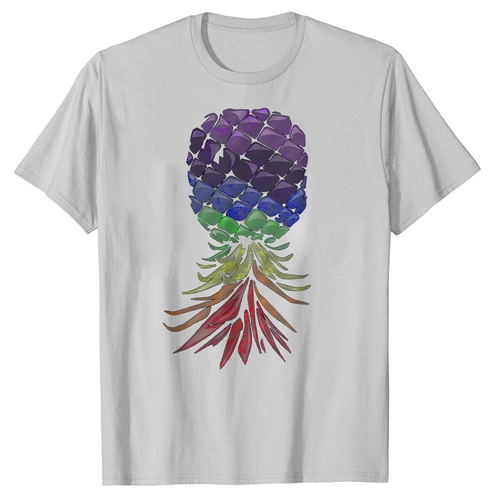 Funny Swinger Rainbow Pineapple Upside Down T-shirts Men Women Fashion Casual Tshirt 100% Cotton Loose Oversized T Shirt Summer