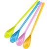 VAKTOK 4PCS Colorful Plastic Long Coffee Spoons Creative Spoons For Ice Cream Sundaes, Cocktails, Hot Chocolate Long Handle Mixing Spoons (Pink