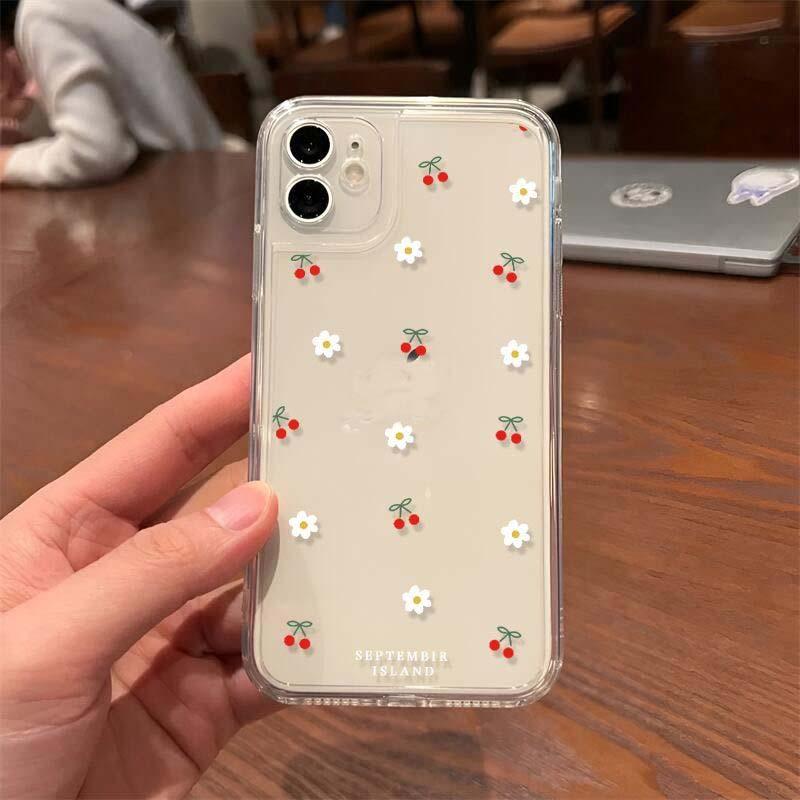 INS Red Cherry Floral Clear Case for Xiaomi Redmi Note 14 13 12 Pro Plus 5G 11 10 Pro 12S 11S 10S 4G Redmi 14C 13C 12 13 Cover