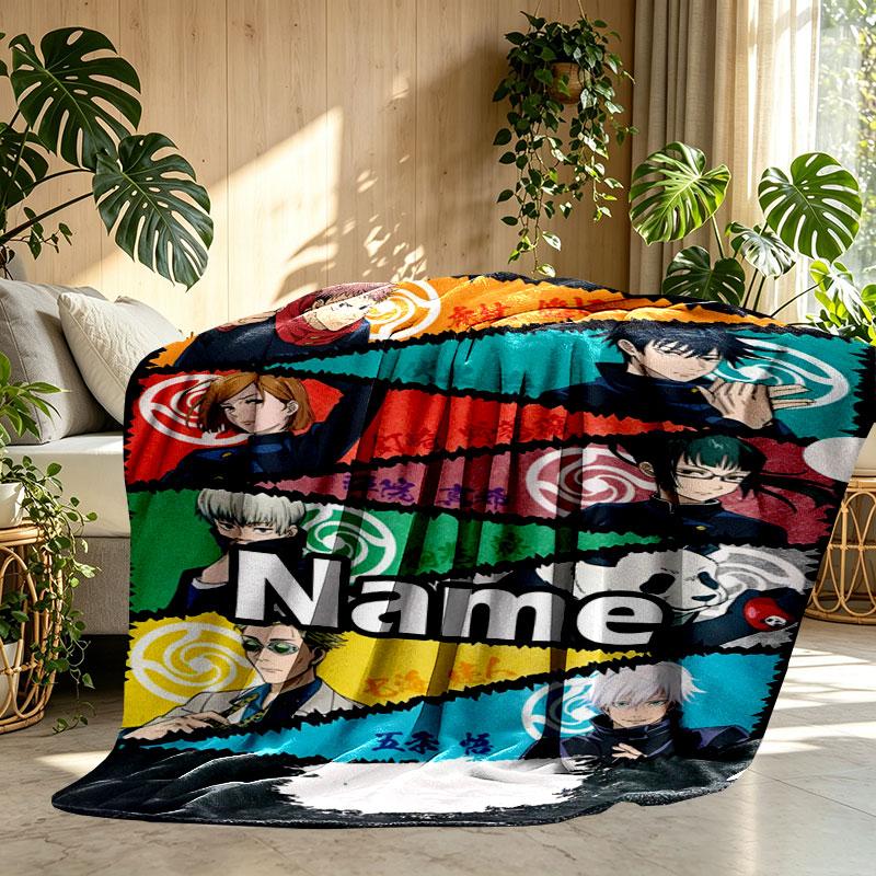 Couverture Imprimée Personnalisée au Nom Jujutsu Kaisen, Décoration Intérieure, Chambre à Coucher, Canapé, Camping, Canapé, Cadeaux pour Anniversaire Noël