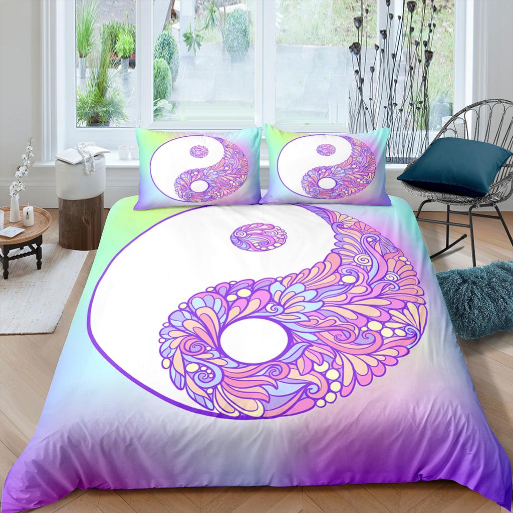 Povlečení s potiskem Jin a Jang 3D potisk Drby pro děti, teenagery, dospělé Přikrývka King, Queen size Polyesterová ložní souprava