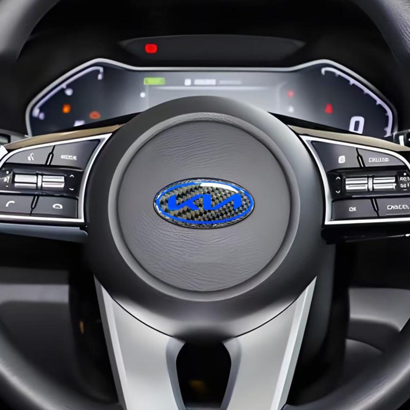 Koolstofvezel Auto Stuurwiel Embleem Sticker Badge Voor KIA K2 K3 K5 KX5 Sportage GT R Stinger Rio Optima Sorento Forte Soul