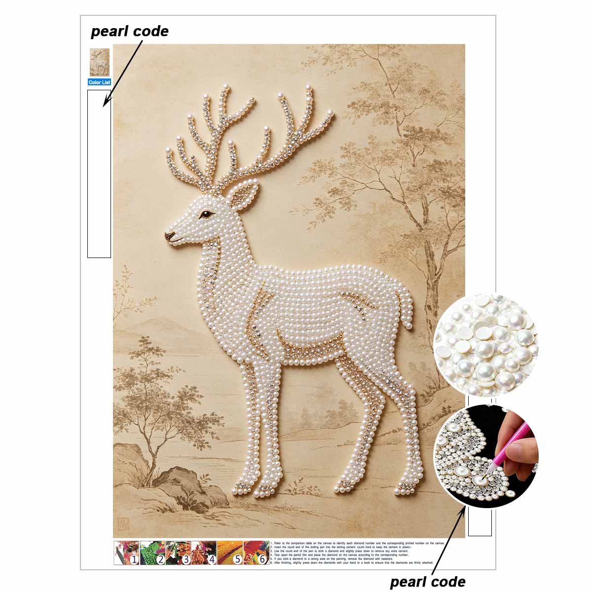Pearl Art Painting Elegant Deer Home Wall Decor Art Crafts Handmade DIY Adult/Beginner Gift Creative Home Decor Frameless Canvas Wall Art 30x40