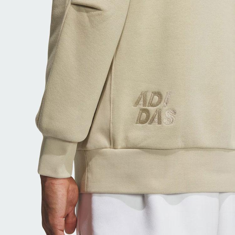 Adidas All Szn Oversized Sweatshirt Solid Color Letter Logo Embroidery Detail Sports Crew Neck Pullover Men Sweatshirt Prairie-Brown IY4282