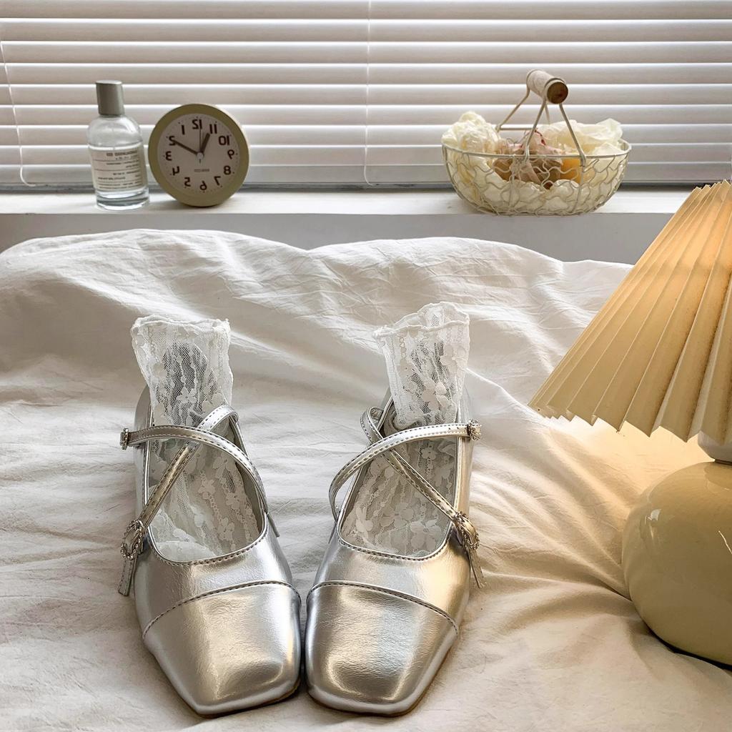 French Small Fragrant Style Silver Fairy Style Single Shoes Female 2025 Summer New Retro Versatile Skirt Mary Jane Shoes