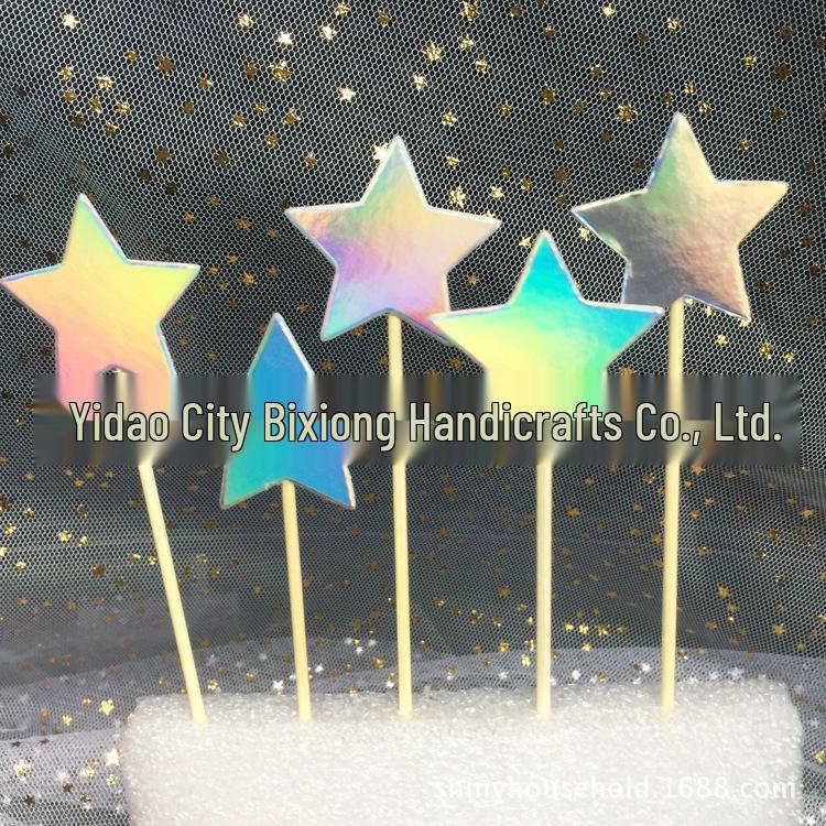 5-Piece Iridescent Star & Heart Cake Decoration Set