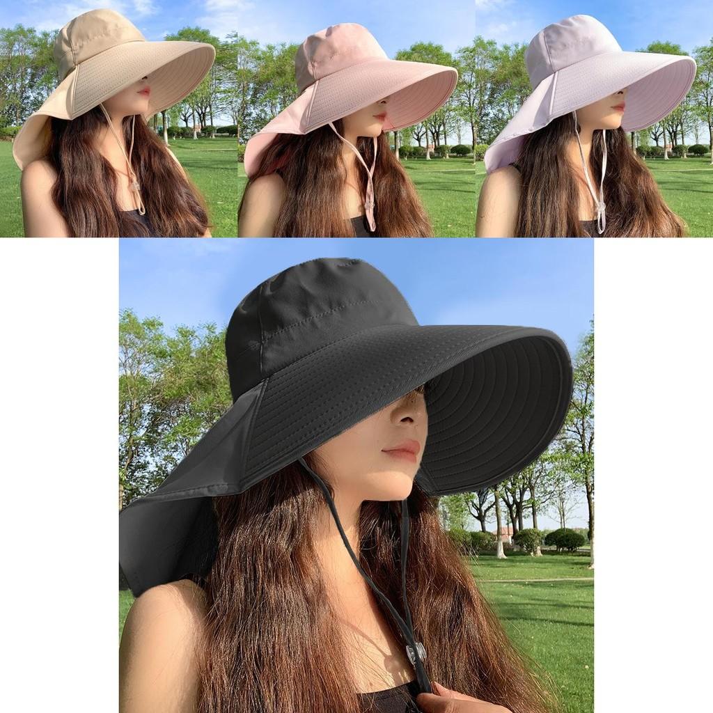 Large Brim Sun Hat For Women Summer Uv Block Full Face And Neck Protection