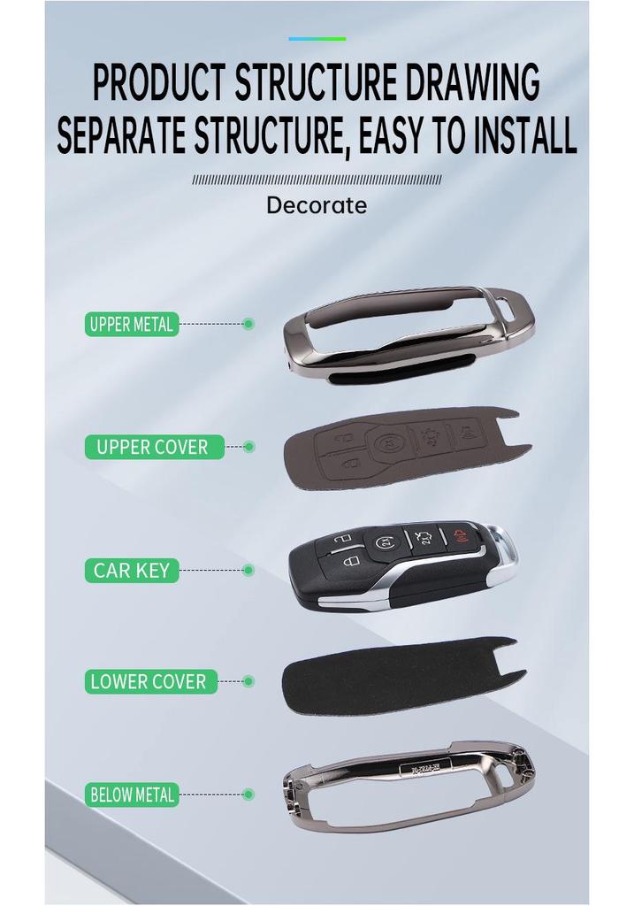 Key Cover Shell for 2015-2018 Ford Taurus, Mustang, Raptor, F150, Explorer