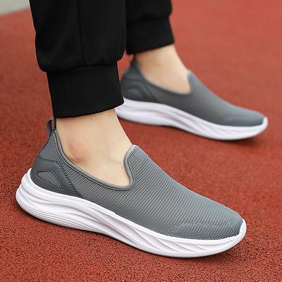 Men Summer Casual Slip On Sneakers Driving Shoes Lightweight Black Grey Walking Shoes Plus Size