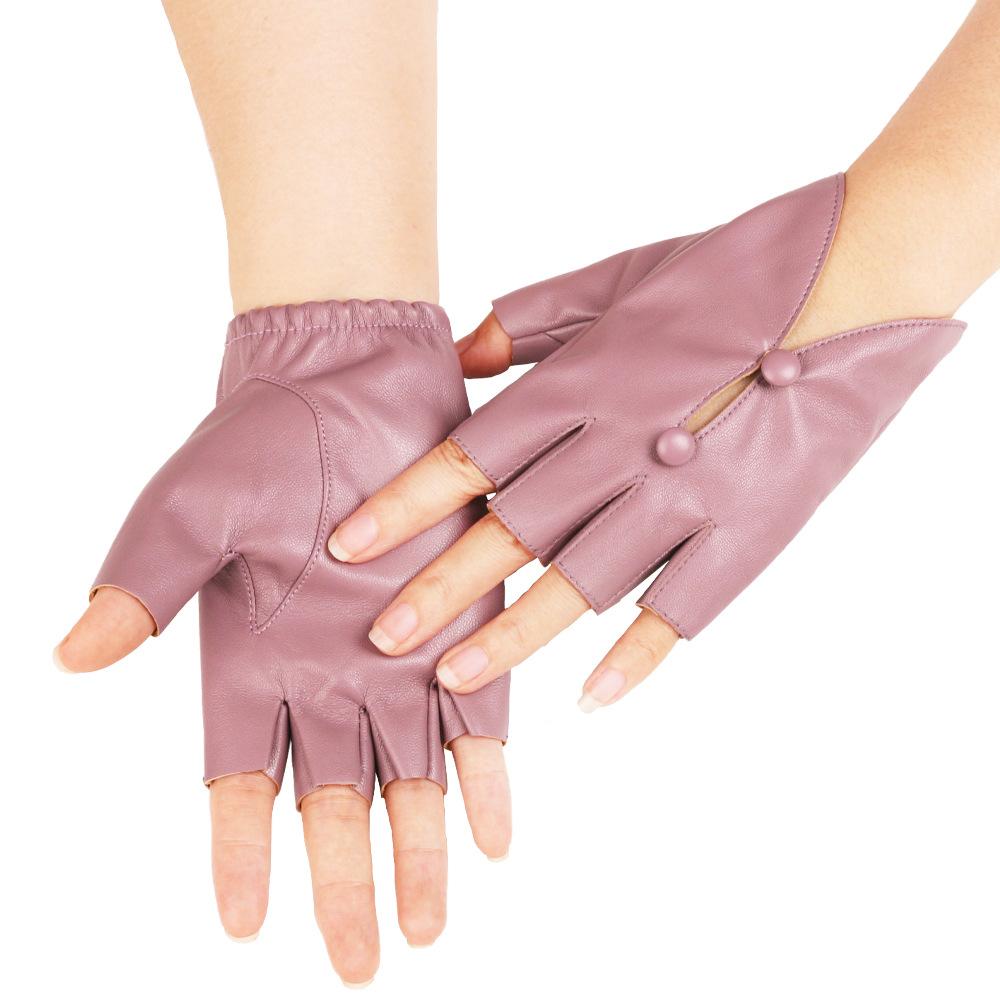 

Новые кожаные перчатки без пальцев Европейские и американские женские перчатки с полупальцем Сценические перчатки для ночного клуба, для танца на пилоне One Size