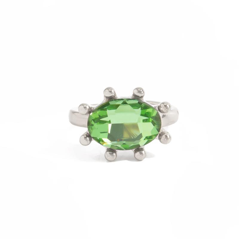 Waterproof Geometric Rhinestone Opening Rings for Women Dainty Colored Gemstone Jewelry for Birthday Gift for Her