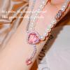 Pearl Pink Diamond Love Splicing High-End Necklace Multi-Layer Light Luxury Niche Design Clavicle Chain Collar Female
